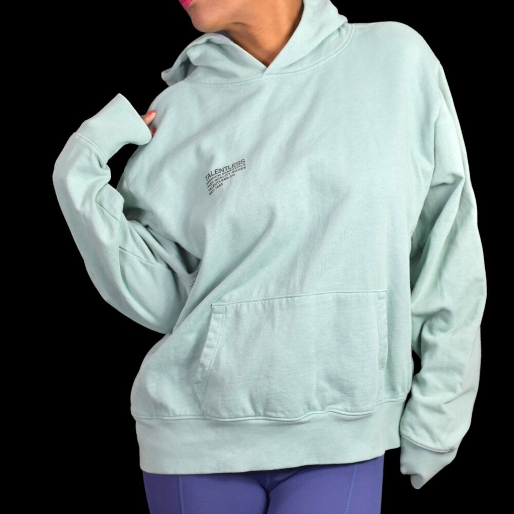 Talentless Elements Hoodie Sweatshirt Green Pastel Unisex Kangaroo Pocket Large